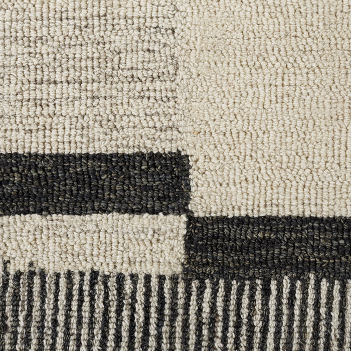 AllModern Uptown Handmade Hand Tufted Wool Cream Charcoal Black Rug